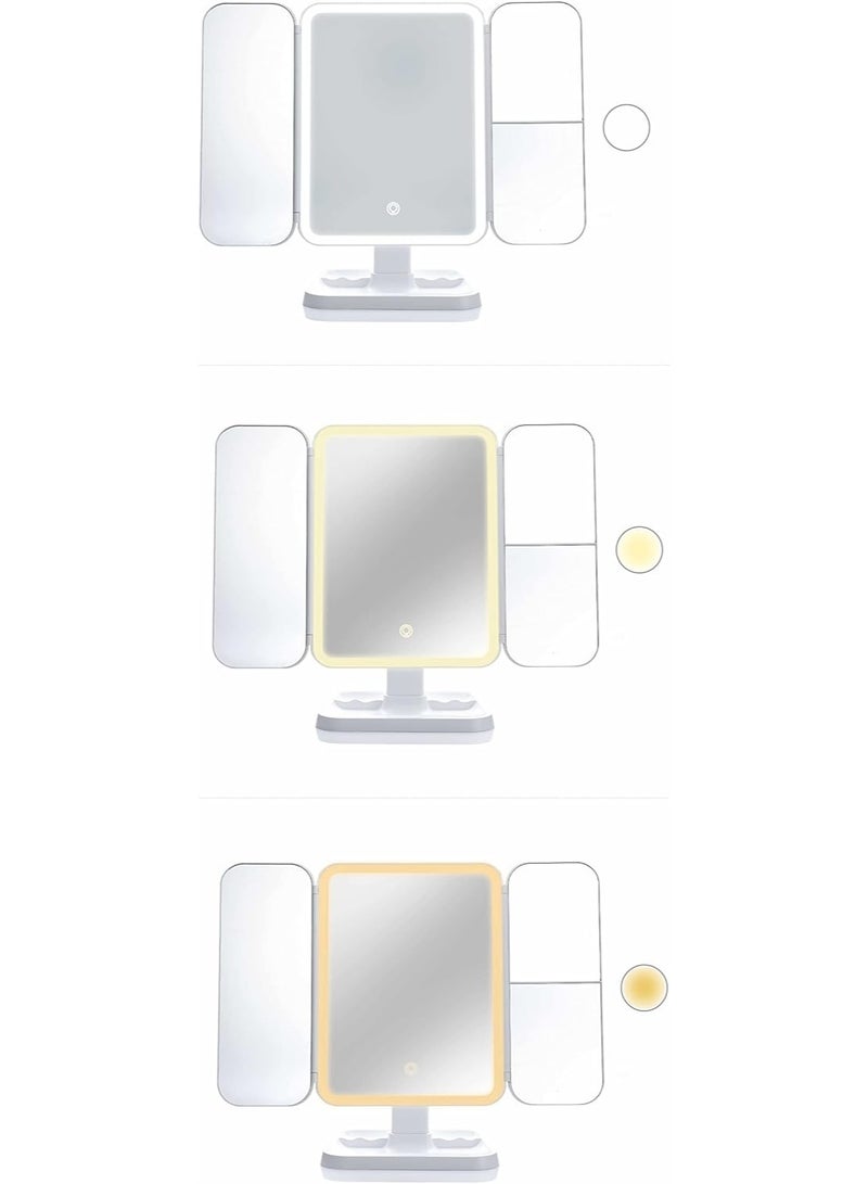 Makeup Mirror with Lights, Smart Mirrors Makeup LED Lights, 180 Rotation Trifold Cosmetic Vanity Mirrors with Magnification, Vanity Mirror with Lights for Women Girls Home Travel - Image 3