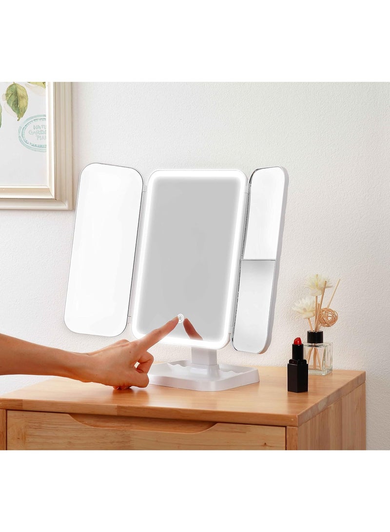 Makeup Mirror with Lights, Smart Mirrors Makeup LED Lights, 180 Rotation Trifold Cosmetic Vanity Mirrors with Magnification, Vanity Mirror with Lights for Women Girls Home Travel - Image 4