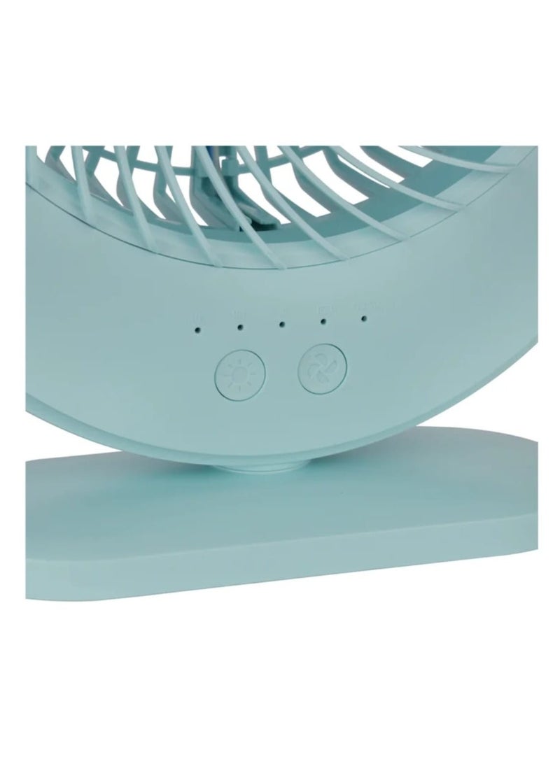 Rechargeable Mini Fan LED Light with Long Working Hours and 3 Wind Speed/ Powerful and Efficient Cooling, High Performance 2400 mAh Lithium Battery Operated KNF5464 Light Green - Image 2