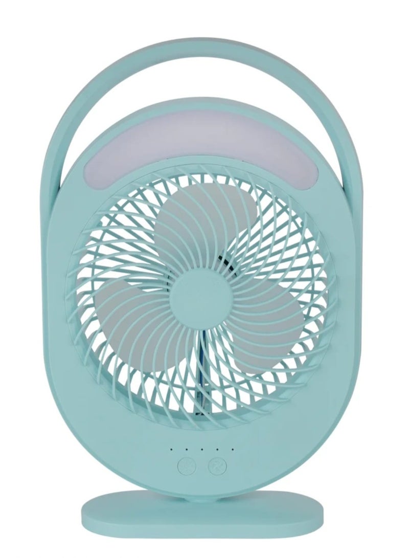 Rechargeable Mini Fan LED Light with Long Working Hours and 3 Wind Speed/ Powerful and Efficient Cooling, High Performance 2400 mAh Lithium Battery Operated KNF5464 Light Green - Image 5