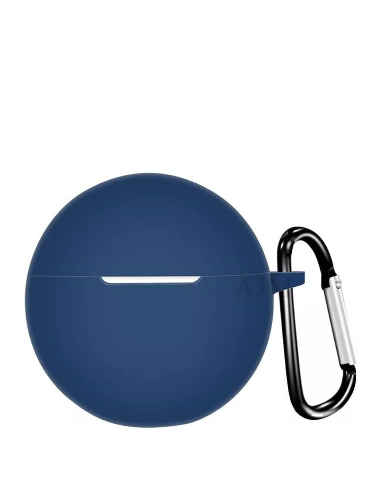 Protection Shockproof Design Soft Rubberised Case with Keychain for Oppo Enco Buds 2 (Navy Blue) 