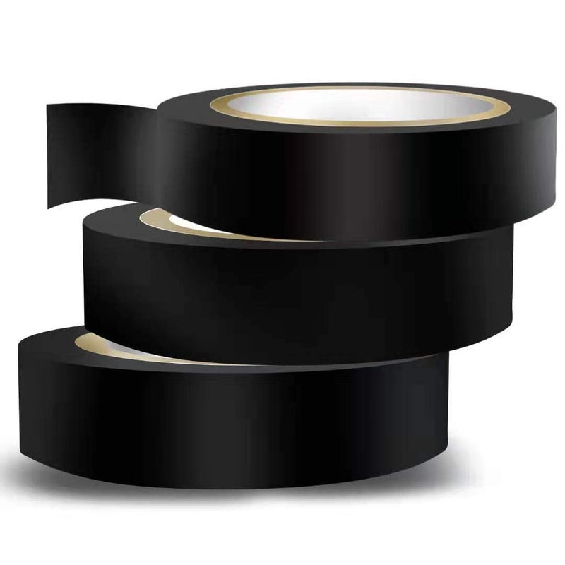 Wapodeai 3PCS Electrical Tape, Flame Retardant Indoor Outdoor High Temperature Resistance Electric Tape, Premium Black Waterproof Tape, 0.62 in X 49 ft - Image 1