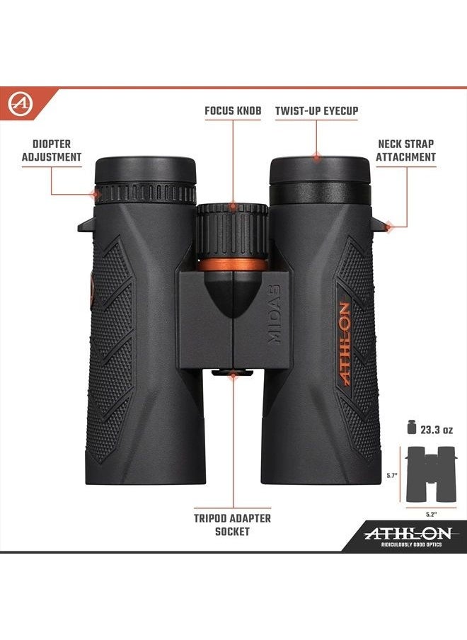 Athlon Optics 8x42 Midas G2 UHD Black Binoculars with Eye Relief for Adults and Kids, High-Powered Binoculars for Hunting, Birdwatching, and More  - Image 2