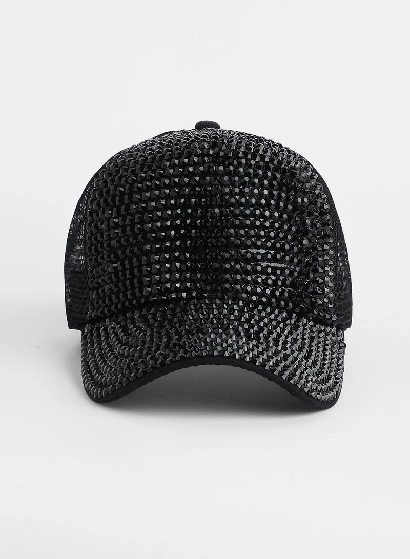 Haute Sauce Women's Maxi Studded Baseball Cap - Onyx Black