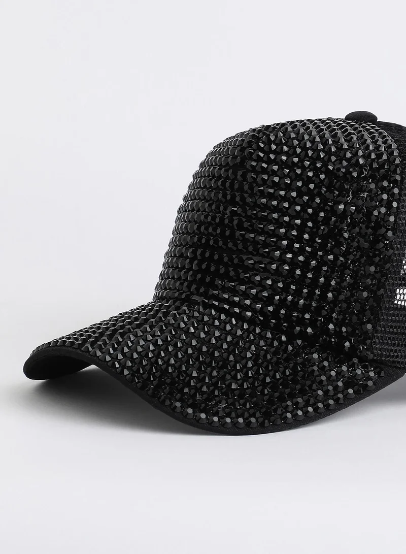 Haute Sauce Women's Maxi Studded Baseball Cap - Onyx Black