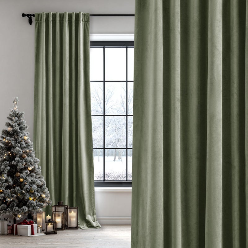 StangH Sage Green Curtains 96 inches Long for Living Room TwoLayer Blackout Velvet Window Drapes Thick Thermal Insulated Panels for Nursery Kids Bedroom W48 x L96 1 Panel