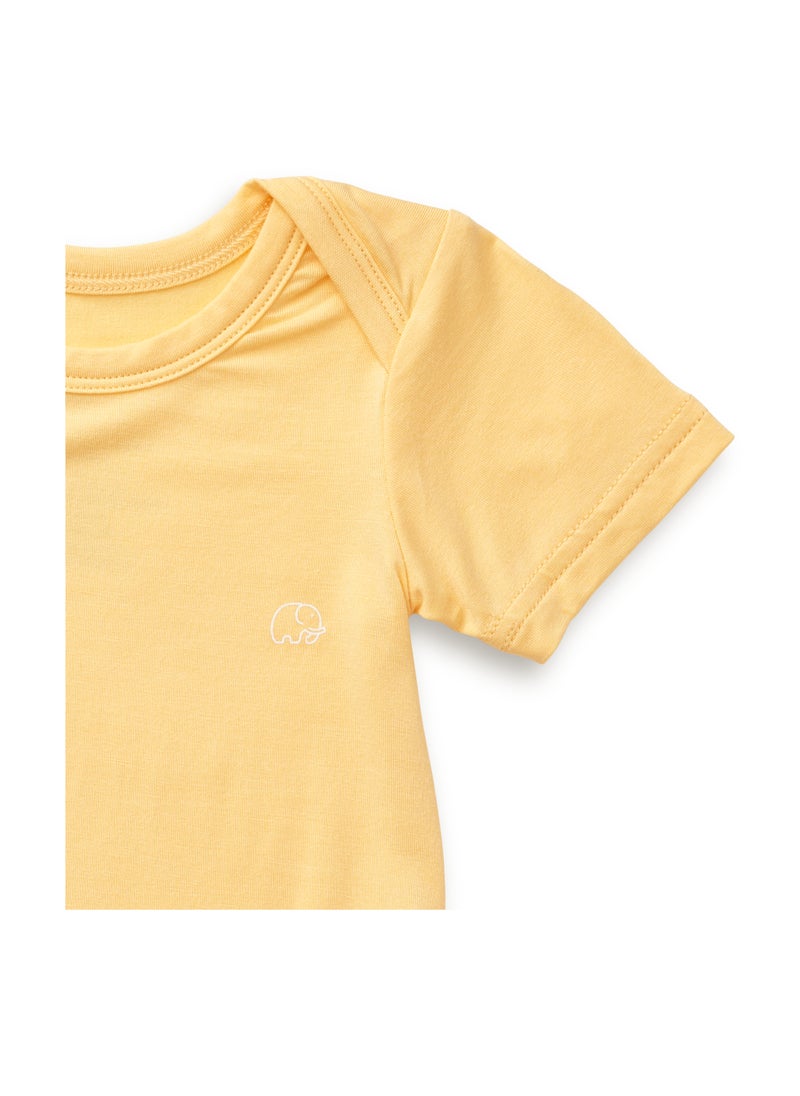 Anvi Baby Organic Bamboo Spandex Bodysuit- Lemon  - Image 2