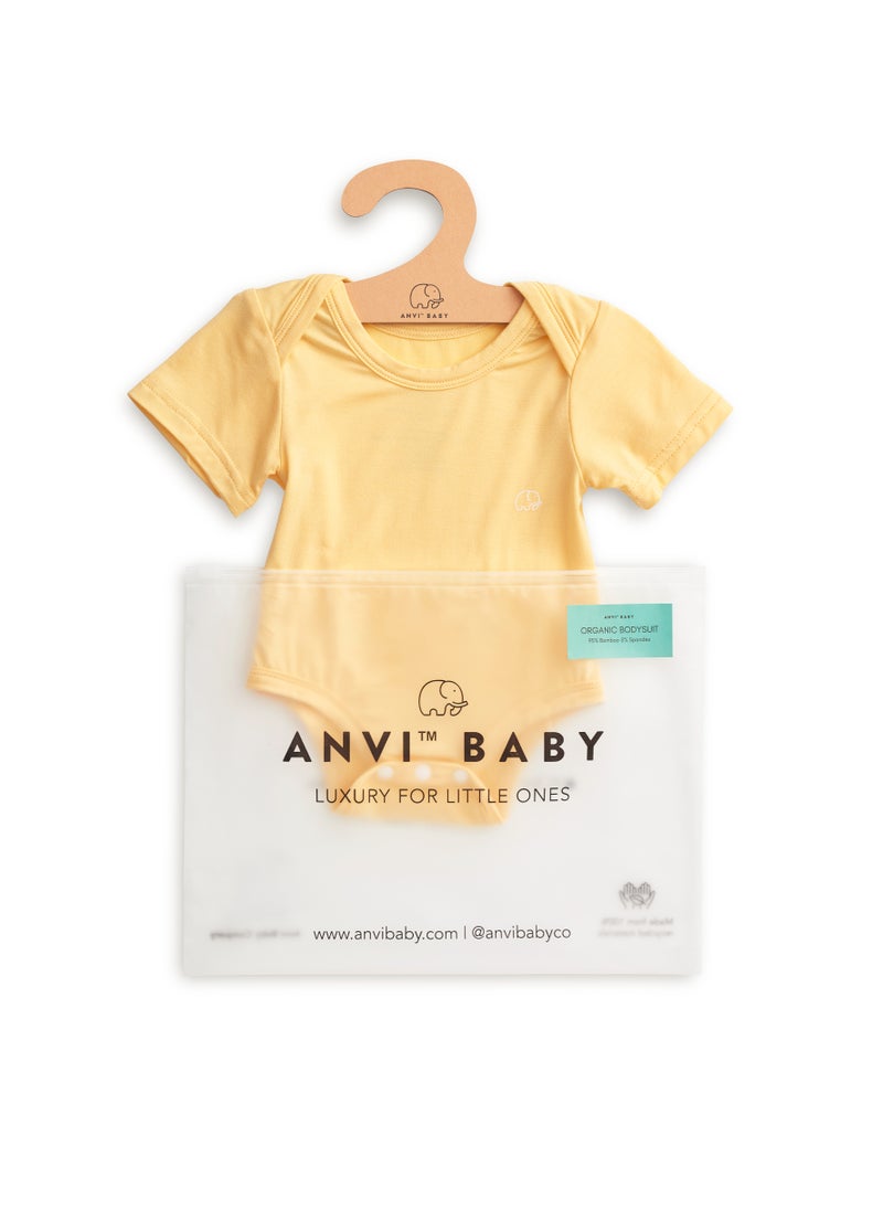 Anvi Baby Organic Bamboo Spandex Bodysuit- Lemon  - Image 4