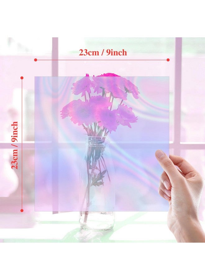 Prudiut 150 Pieces Cellophane Sheets Iridescent Cellophane Wrap Christmas Gift Wrap For Iridescent Film Crafts Decoration Holographic Candy Wraps (9 X 9 Inch) - Image 2