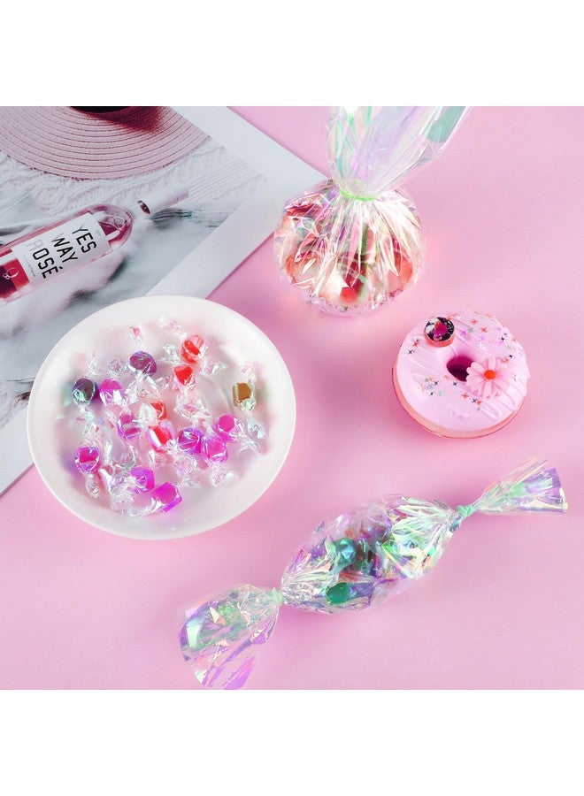 Prudiut 150 Pieces Cellophane Sheets Iridescent Cellophane Wrap Christmas Gift Wrap For Iridescent Film Crafts Decoration Holographic Candy Wraps (9 X 9 Inch) - Image 3