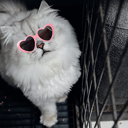 rejopfad Pet Cat Dog Doll Sunglasses, Kitty Funny Props Eyeglasses, Cosplay Photography Props Cute Sunglasses 2PCs Pink and White - Image 5