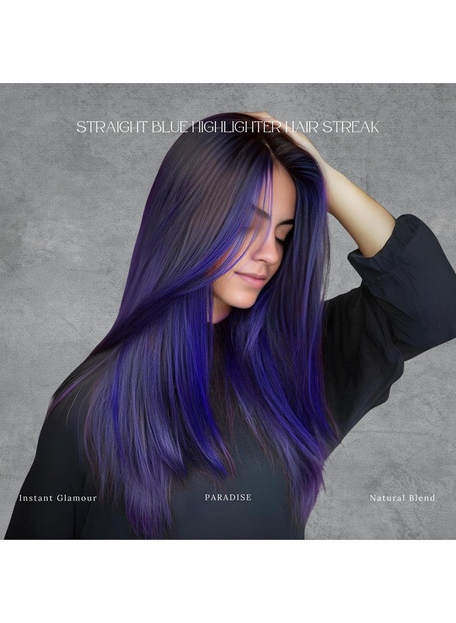 بارادايس مجموعة Paradise® Hair Streak Colored Extension Highlighter للنساء والفتيات (مجموعة من 6 قطع) (أزرق) - Image 2