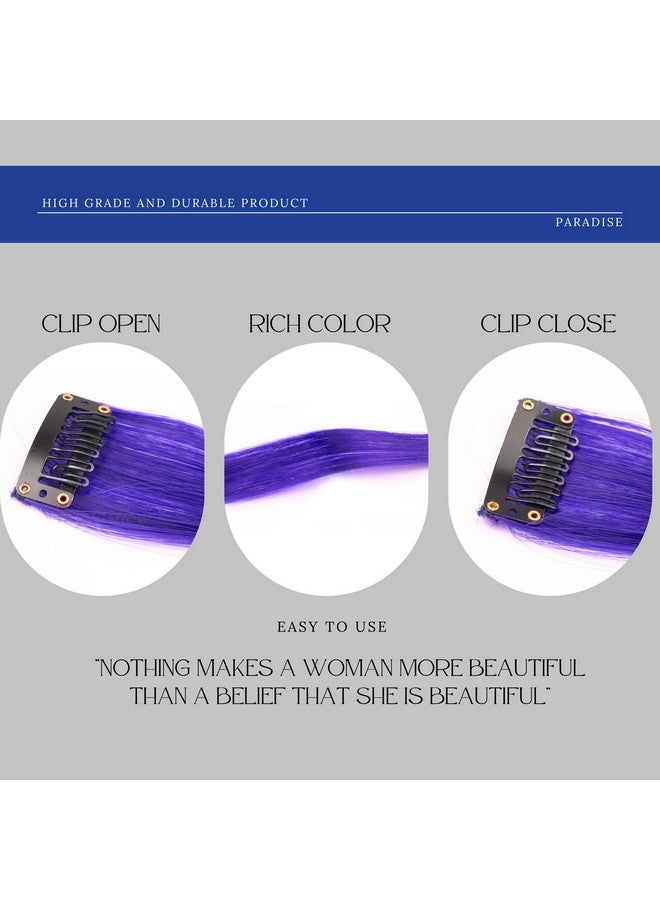 بارادايس مجموعة Paradise® Hair Streak Colored Extension Highlighter للنساء والفتيات (مجموعة من 6 قطع) (أزرق) - Image 4