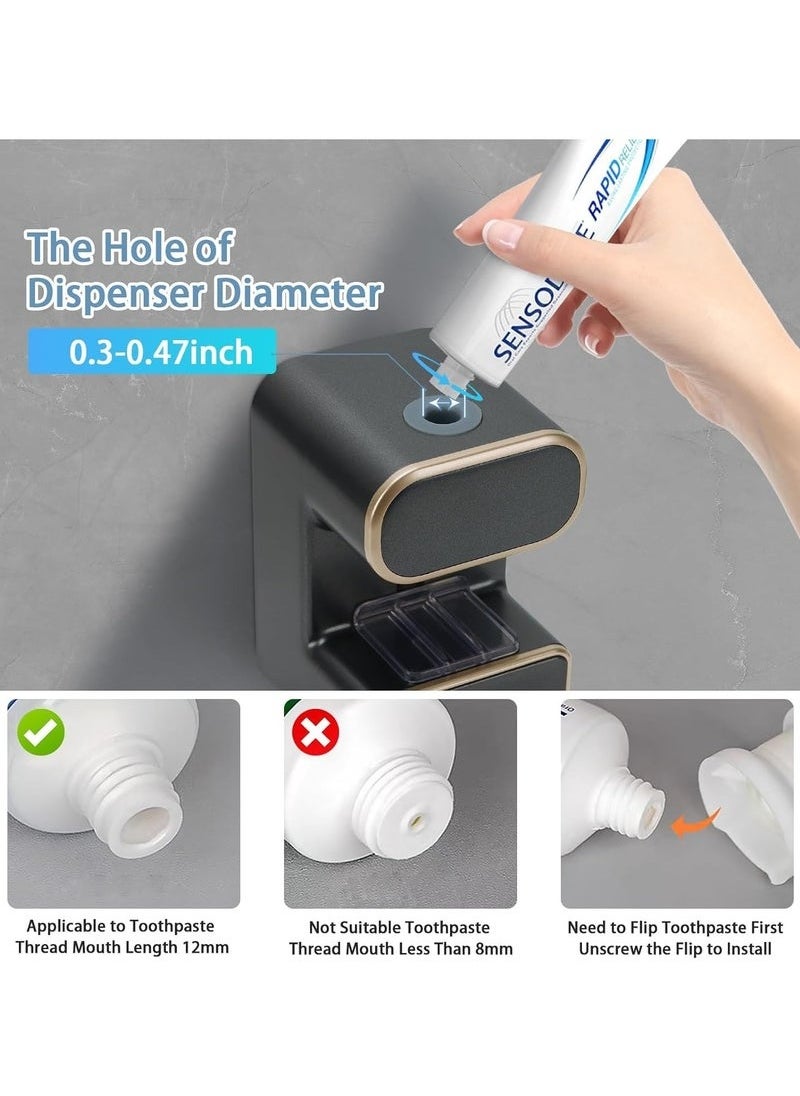 ASIV - Automatic Electric Toothpaste Dispenser, Adult Home Automatic Sensor Toothpaste Dispenser, Toothbrush Sterilizer Holder, Bathroom Wall Mount Toothpaste Pump (Black Gray) - Image 1