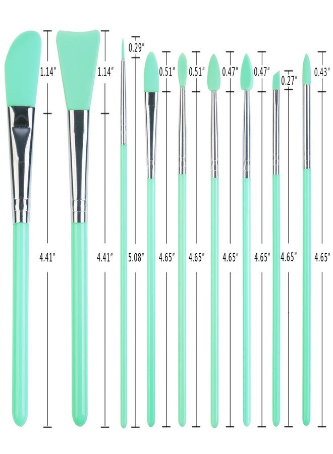 LORMAY 9Pcs Silicone Makeup Brush Set. Applicators for Facial Mask, Eyeliner, Eyebrow, Eye Shadow and Lip Makeup, and UV Epoxy Resin Craft Kit (Mint Green) - Image 2