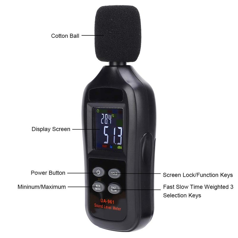 Aqxreight UA961 Portable Digital Sound Meter Noise Level Tester 35 135 DB LCD Display - Image 5