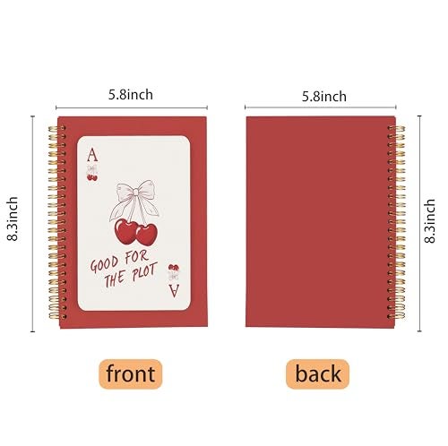 Ecezatik Coquette Red Bow Cherry Notebook Journal, Preppy Aesthetic Journal Notebook for Note Taking Work, Girly Notebook, Preppy Gifts For Women, Red Office Supplies, Spiral Notebook 5.5x8.3inch - Image 5