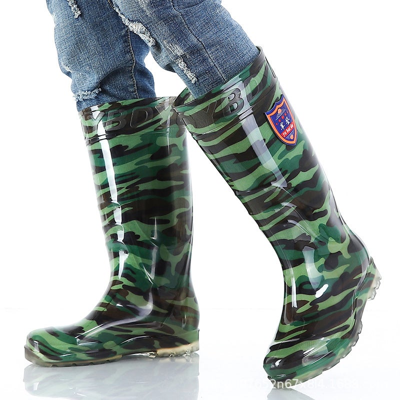 Factory Camouflage Rain Boots High Mid-Calf Unisex Labor Protection Construction Site Rubber Shoes Kitchen Non-Slip Wear-Resistant Short Water Shoes - Image 5