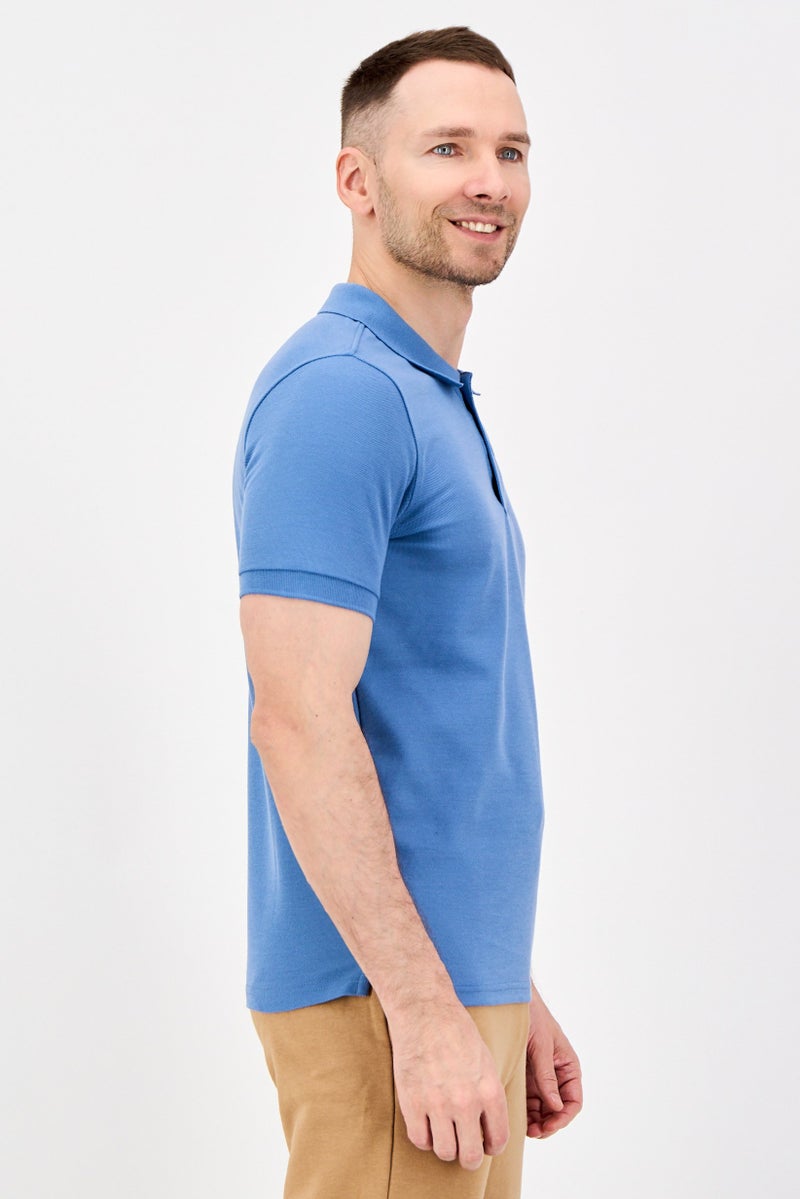 Reebok Men Sportswear Fit Short Sleeve Outdoor Polo Shirt, Blue - Image 2
