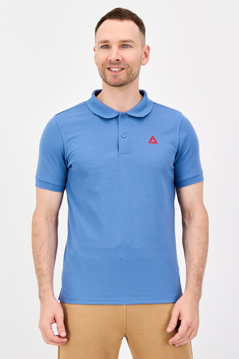 Reebok Men Sportswear Fit Short Sleeve Outdoor Polo Shirt, Blue - Image 1