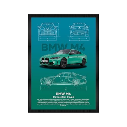 CodersParadise wood BMW M4 Competition Aesthetic Wall Poster Frames|8x12 inch (A4 Size)|Hanging Wall Artwork Frames For Home Bedroom, Living Room and Walls Aesthetics|Framed Artworks - Image 1