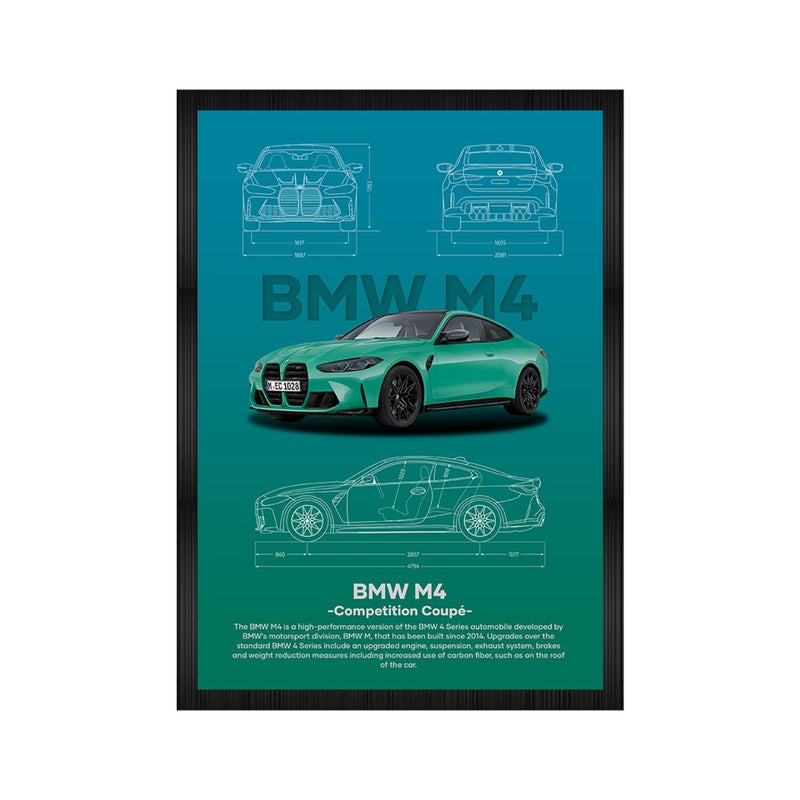 CodersParadise wood BMW M4 Competition Aesthetic Wall Poster Frames|8x12 inch (A4 Size)|Hanging Wall Artwork Frames For Home Bedroom, Living Room and Walls Aesthetics|Framed Artworks - Image 4