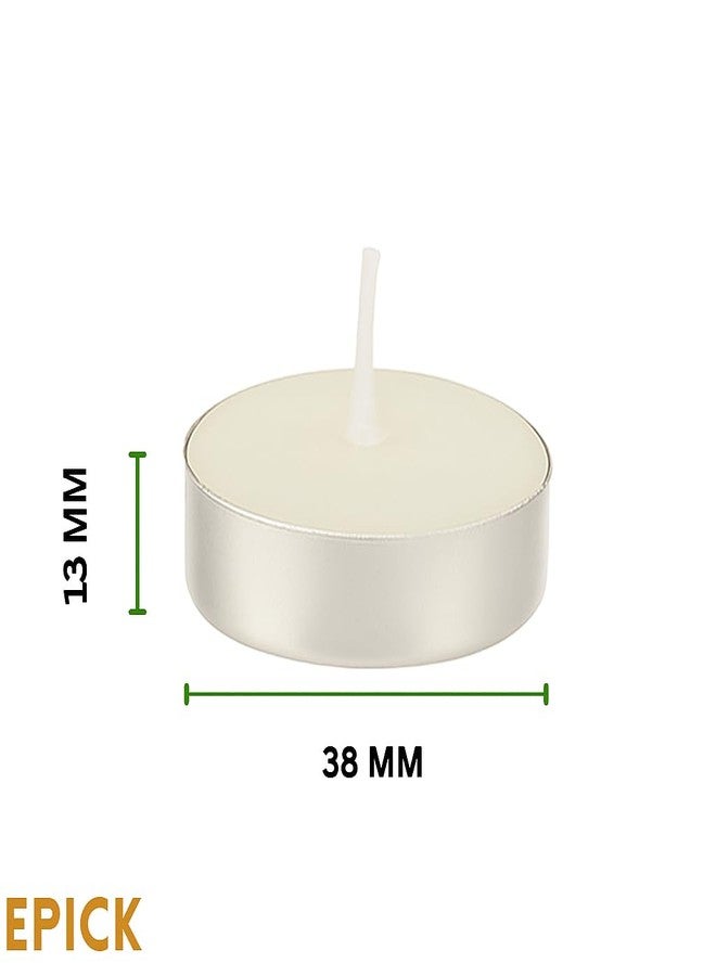 EPICK Premium Tealight Candles - Clean Burn, 4hr Long-Lasting | Pure Paraffin Wax, Unscented | Perfect for Ambiance, Table Centerpieces, Spa, Parties & Decoration - (Pack of 100, White) - Image 4