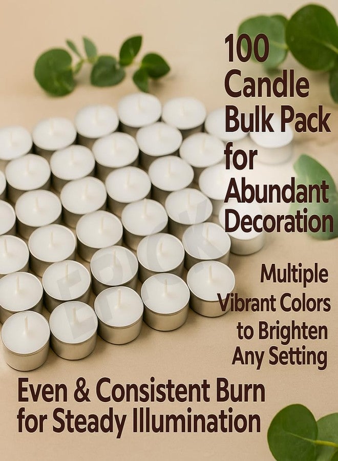 EPICK Premium Tealight Candles - Clean Burn, 4hr Long-Lasting | Pure Paraffin Wax, Unscented | Perfect for Ambiance, Table Centerpieces, Spa, Parties & Decoration - (Pack of 100, White) - Image 5