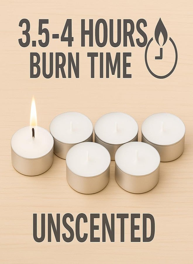 EPICK Premium Tealight Candles - Clean Burn, 4hr Long-Lasting | Pure Paraffin Wax, Unscented | Perfect for Ambiance, Table Centerpieces, Spa, Parties & Decoration - (Pack of 100, White) - Image 3