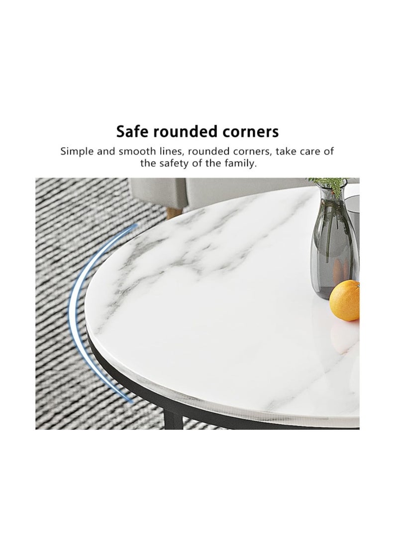 ZUCNG Nesting Tables Removable Set of 2 End Table, Round Coffee Tables with Gold Metal Frame Legs and Marble White Top for Living Room, Bedroom, Office, Balcony, Apartment - Image 3