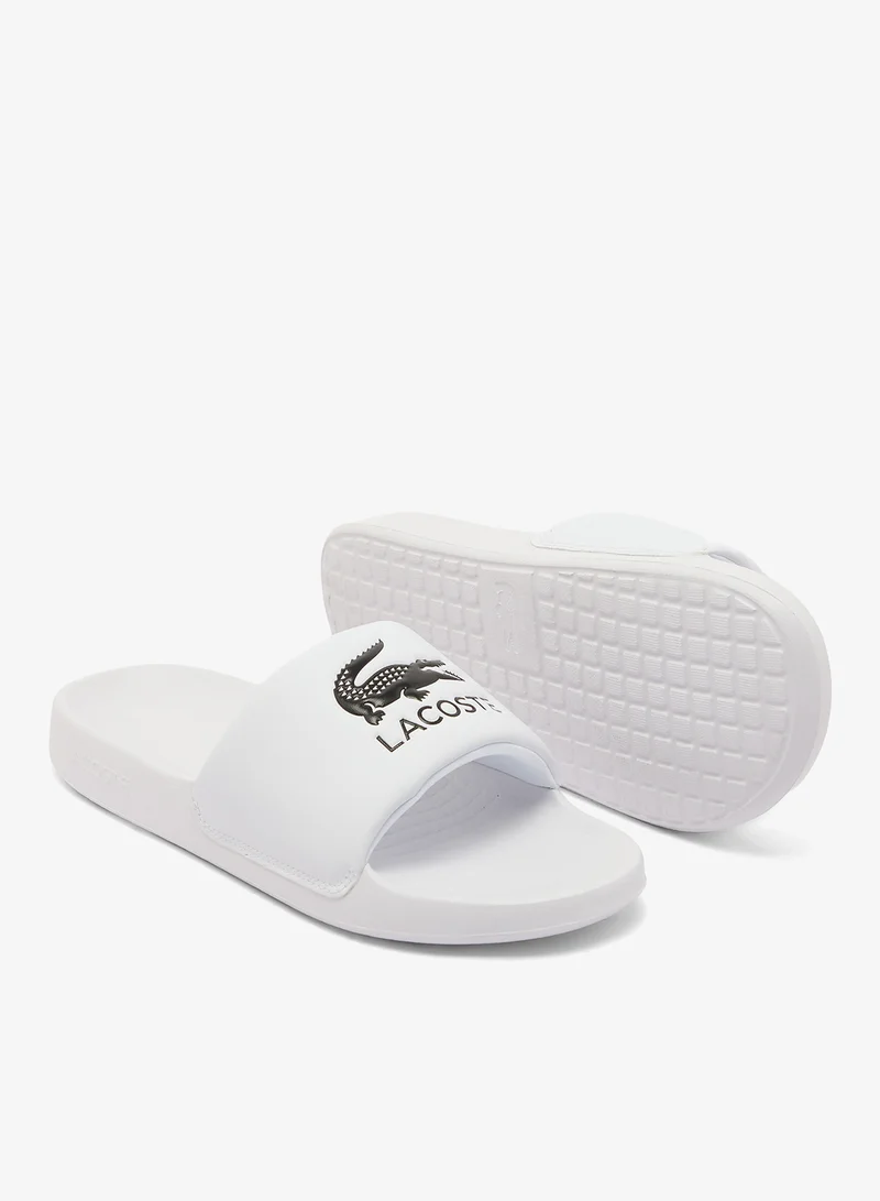 LACOSTE WHT/BLK Croco 1.0 Slides for Men | Best Price UAE