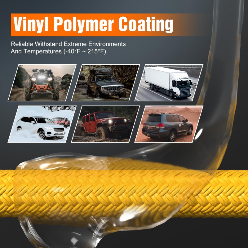GODIAG 1"Ã—20ft Kinetic Recovery Rope (33000lbs) Heavy Duty Energy Tow Rope with 2 Soft Shackles, Offroad Power Stretch Snatch Rope for Truck Jeep Car ATV UTV Tractor - Image 4
