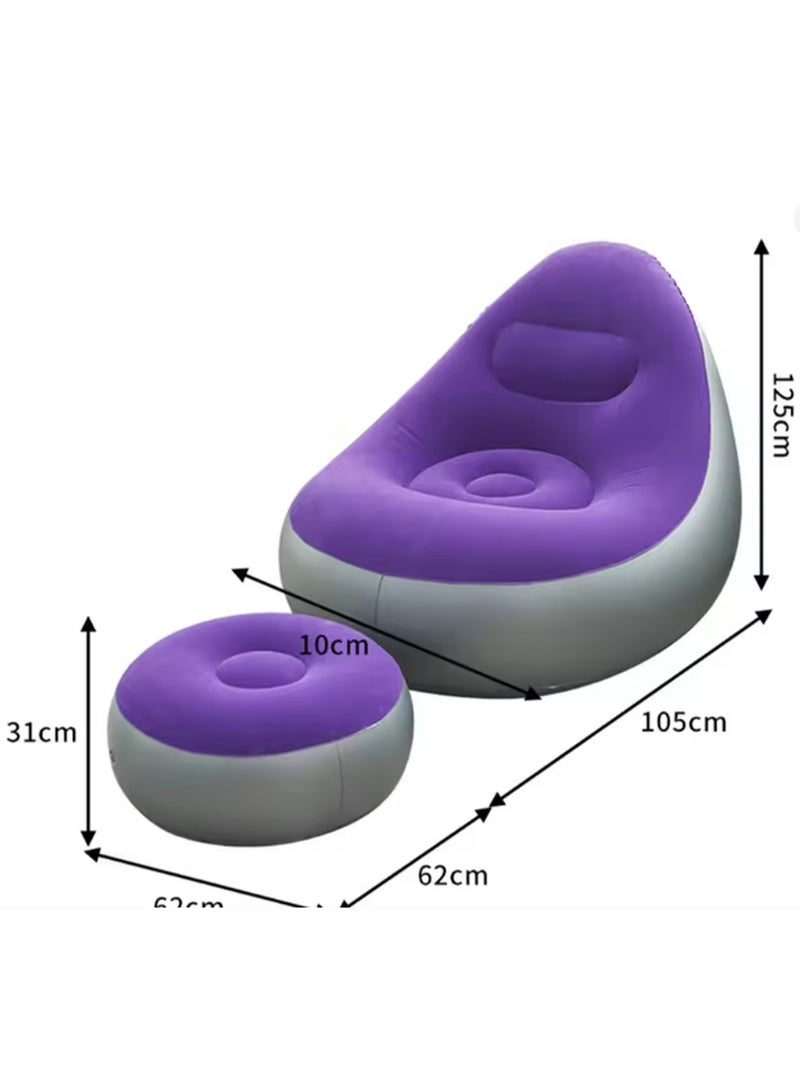 Kimaya Inflatable Sofa, Inflatable Lounge Chair, Air Couch Footrest, Lazy Necessity Furniture, Gaming Reading & Movie Watching Lounger, Outdoor Travel Camping Picnic (116 X 98 X 83Cm) - Image 3