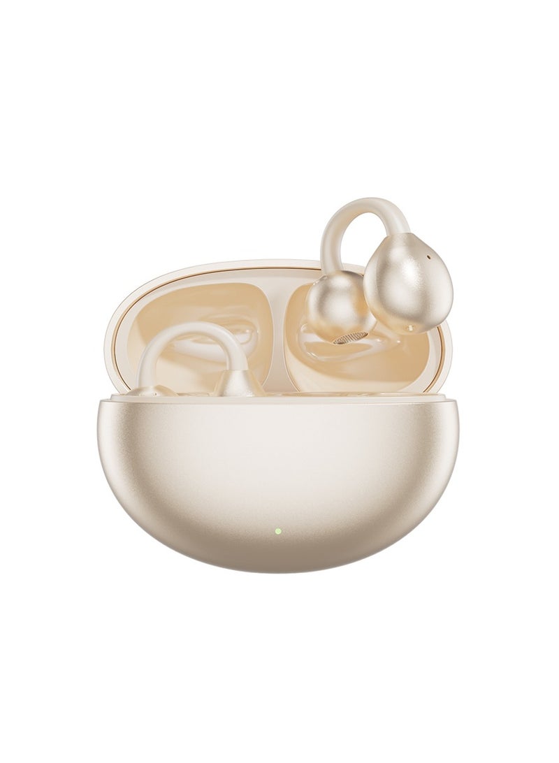 MOTMOOK Open Ear Ring True Open Ear Headphones, Lightweight Comfort Open Ear Clip Wireless Earbuds, Bluetooth 5.4 Headphones with Design Fit Sports Running Beige  - Image 1