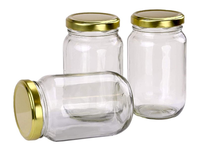 KAHAAN 1000 ml Wide Mouth Mason Jar Glass Jars with Silver Metal Airtight Lids for Meal Prep Food Storage Canning Drinking Overnight Oats Jelly Dry Food Spices Pack Of 6 - Image 2