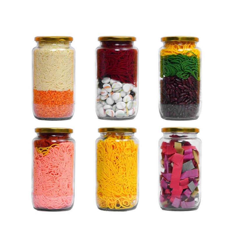 KAHAAN 1000 ml Wide Mouth Mason Jar Glass Jars with Silver Metal Airtight Lids for Meal Prep Food Storage Canning Drinking Overnight Oats Jelly Dry Food Spices Pack Of 6 - Image 3