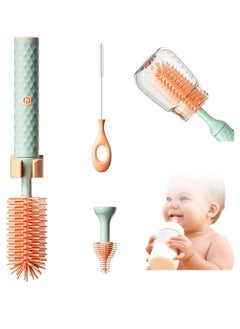 SYOSI Electric Silicone Bottle Brush, Electric Bottle Brush Set with Baby Bottle Brush Cleaner, Nipple Brush, Straw Cleaner Brush, Travel Baby Essentials for Moms Straw Brushes Green  - Image 1