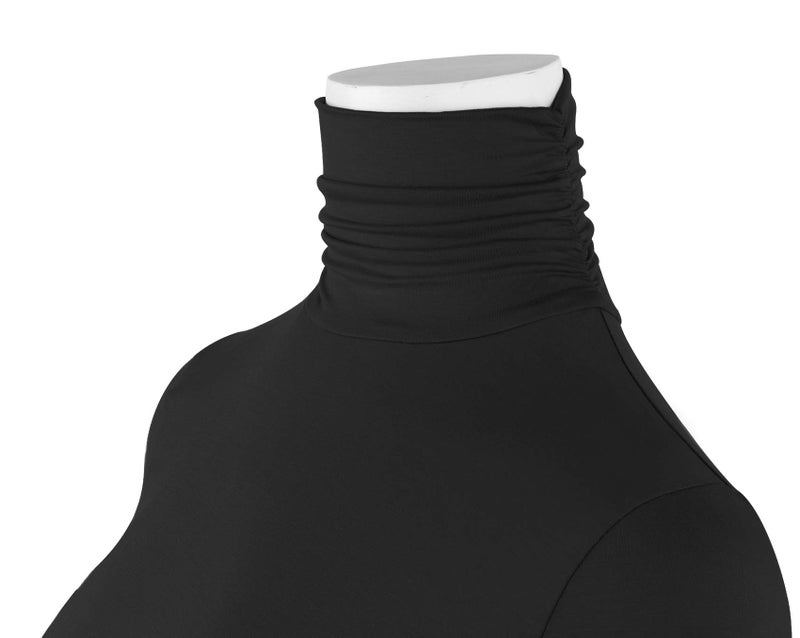 AUHEGN Women's Long Sleeve Turtleneck Top Basic Stretchy Fitting Pullover Lightweight Slim Shirt Black Small - Image 4