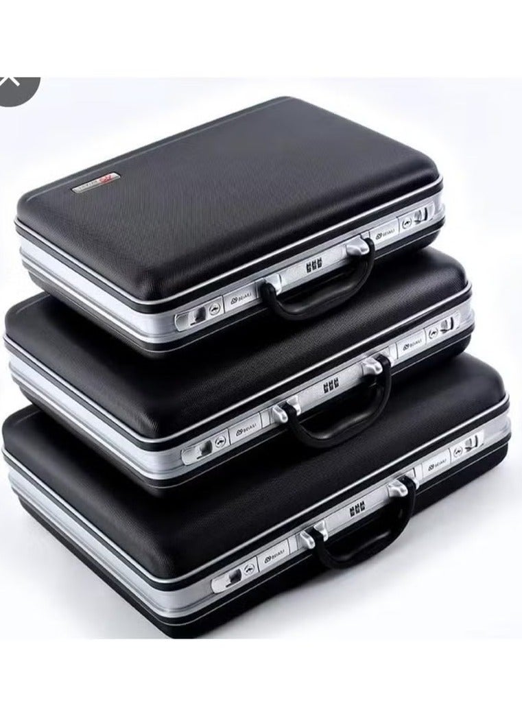 لوك ٣ حبات حقيبه مكتبيه رجالي حماله لابتوب دبلوماسية مع قفل سري ومفتاح من ٣ مقاسات ٢١ و١٩ و١٧ المقاسات