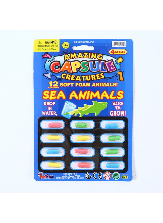 Water-soaking Expansion Capsule Bath Toy Water-absorbing Sponge Becomes Bigger When Exposed To Water Dinosaur Small Animal Children Baby Puzzle-Color:Marine Animal Series  - Image 1