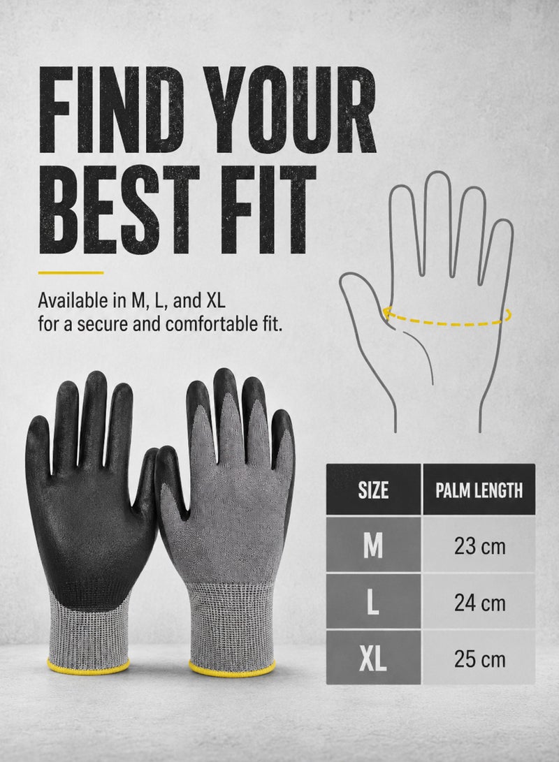 Touchscreen Cut Resistant Work Gloves ANSI A5 Safety Gloves, PU Coated Non Slip Grip, Reinforced Fingers & Thumb, Breathable Heavy Duty Protective Gloves for Warehouse Construction Welding Fishing Gardening(L) - Image 5