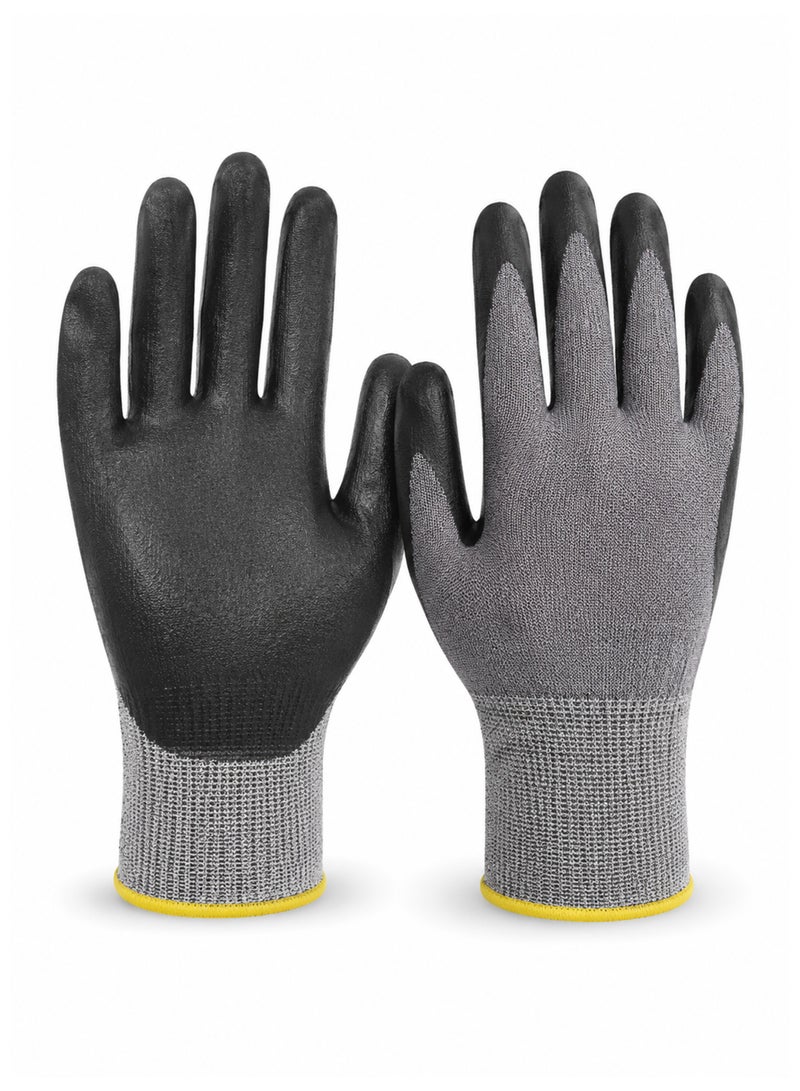 Touchscreen Cut Resistant Work Gloves ANSI A5 Safety Gloves, PU Coated Non Slip Grip, Reinforced Fingers & Thumb, Breathable Heavy Duty Protective Gloves for Warehouse Construction Welding Fishing Gardening(L) - Image 1