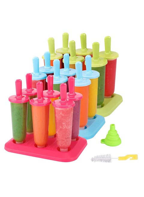 BAKHUK Popsicle Molds 3 Sets Ice Pop Molds Ice Pop Maker with Funnel and Brush 3 Colors Reusable Easy Release Ice Pop Maker Popsicle Mould Frozen Ice Popsicle Maker