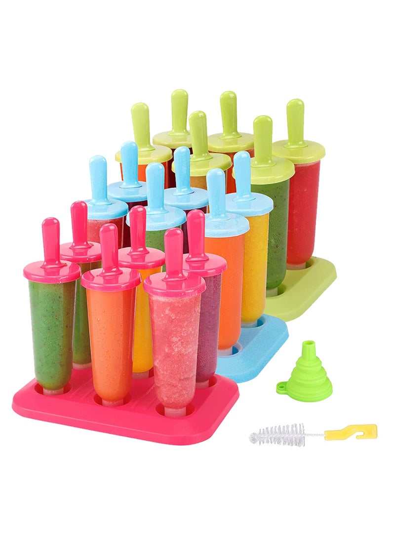 BAKHUK - BAKHUK Popsicle Molds 3 Sets Ice Pop Molds Ice Pop Maker with Funnel and Brush 3 Colors Reusable Easy Release Ice Pop Maker Popsicle Mould Frozen Ice Popsicle Maker - Image 1