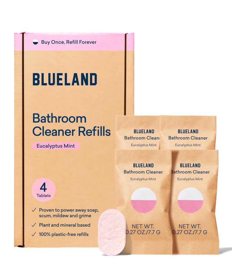 Blueland منظف الحمام بلولاند، عبوة إعادة تعبئة 4، برائحة النعناع الأوكالبتوس، مستلزمات تنظيف صديقة للبيئة، 4 × 24 أونصة سائلة - Image 1