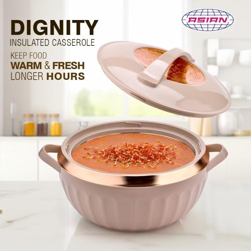 Asian Plastowares Dignity Casserole 2500ml | Premium Insulated Hotpot with Inner Steel Lid | Elegant Diwali Gift Set | Festive Dinnerware Gift Box | Brown - Image 3