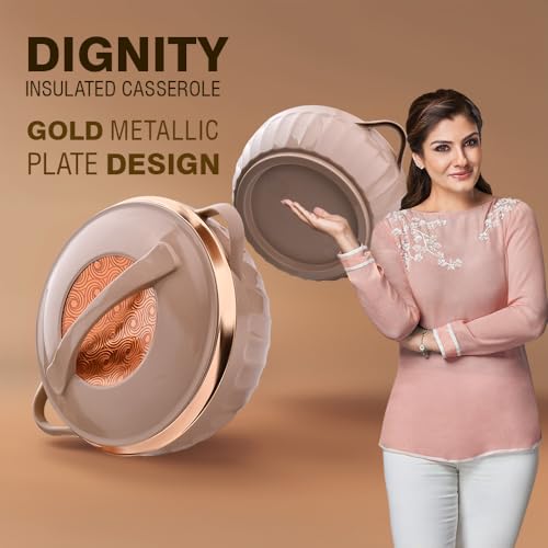 Asian Plastowares Dignity Casserole 2500ml | Premium Insulated Hotpot with Inner Steel Lid | Elegant Diwali Gift Set | Festive Dinnerware Gift Box | Brown - Image 2