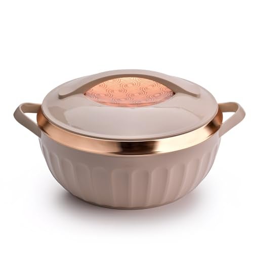 Asian Plastowares Dignity Casserole 2500ml | Premium Insulated Hotpot with Inner Steel Lid | Elegant Diwali Gift Set | Festive Dinnerware Gift Box | Brown - Image 1