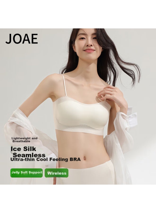 Joae Ultra-thin Ice Silk Seamless Bandeau Bra Women Summer Thin No Steel Ring Anti-light Slip Strap Camisole Bra