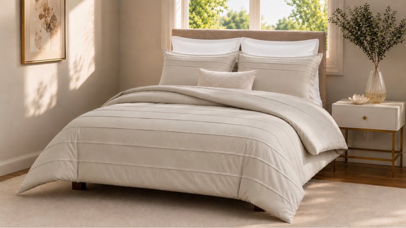 HOMETOPIA King Size 6 Piece Bedding Set Ultra Soft Lightweight Washed Fabric Pleated Design Breathable Cooling Comforter Set for AC Room - Image 4